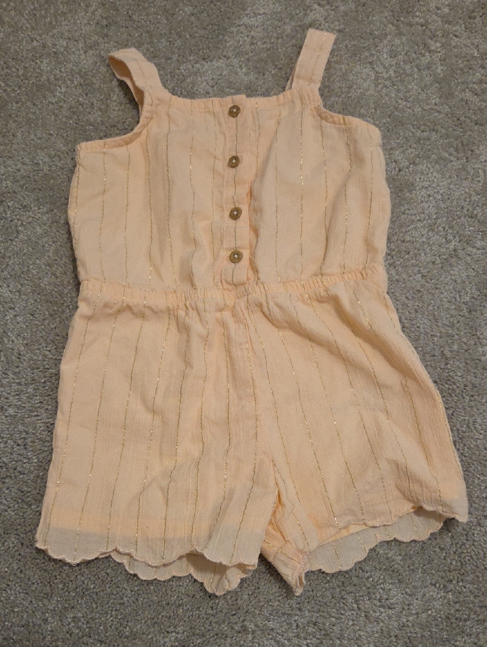 Peach Romper with Gold Stripe Detail